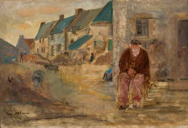 Bretonische Landschaft mit einem alten Fischer