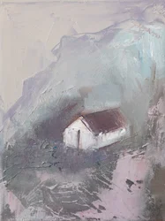 Neblige Berghütte