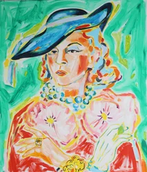 Elegante Dame mit blauem Hut