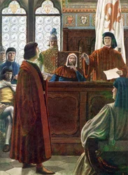 COSIMO DE MEDICI, Großherzog der Toskana, verteidigt sich hier gegen die Anschuldigungen seiner Feinde