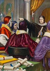Roland von Parma bringt einen Brief für Papst Gregor VII von Heinrich IV, Heiliges Römisches Reich