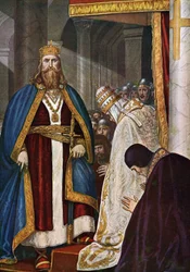 Die Krönung Karls des Großen (742-814) durch Papst Leo III. (750-816)