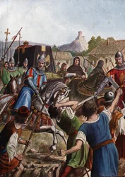 Der Trauerzug von Kaiser Otto III. des Heiligen Römischen Reiches durch Italien nach Aachen