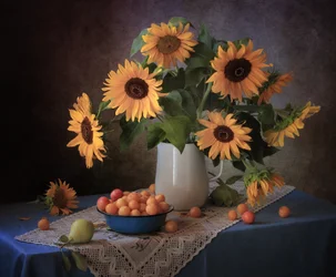 Herbst Sonnenblumenernte
