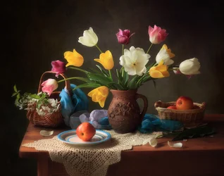 Klassisches Tulpen Stillleben