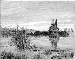 Flussboot auf dem Red River, Kanada, 19. Jahrhundert
