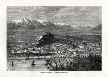 Salzburg, vom Kapuzinerberg, Österreich, 19. Jahrhundert