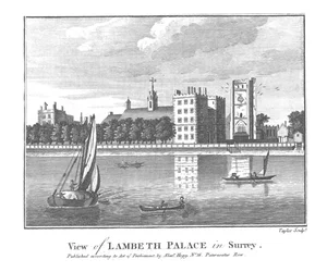 Ansicht des Lambeth Palace in Surrey, spätes 18. Jahrhundert