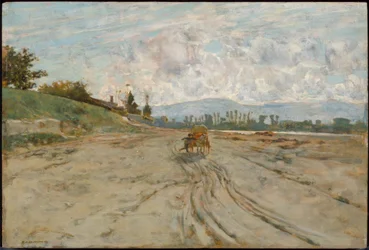 T. Signorini, Sienesische Landschaft mit Fuhrwerk
