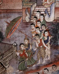 Detail aus einem Wandgemälde in Wat Phra Singh