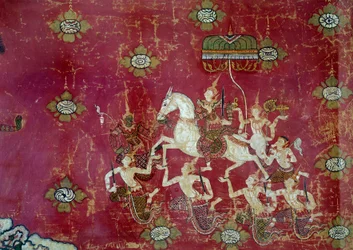 Buddhismus: Szene aus dem Leben Buddhas: Die große Abreise (Detail)