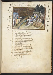 MacMorogh, der irische Häuptling, nähert sich dem Herzog von Gloucester, MS Harley 1319, f.9r