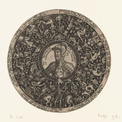 Medaillon mit Büste des Kapitäns der Torheit, Theodor de Bry, ca. 1577 - ca. 1578