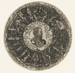 Medaillon mit der Büste des Kapitäns der Weisheit, Theodor de Bry, ca. 1577 - ca. 1578