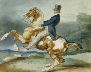Ein Reiter und sein steigendes Pferd