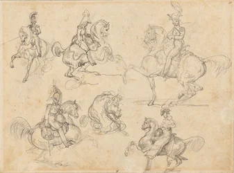Pferde und Reiter (recto); Pferde (verso)