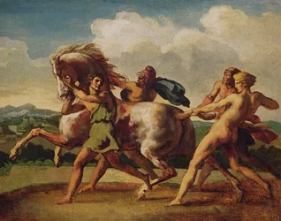 Sklaven stoppen ein Pferd, Studie für "Das Rennen der Barbarischen Pferde", 1817