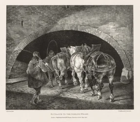 Verschiedene Themen aus dem Leben und auf Stein gezeichnet: Eingang zum Adelphi Wharf, 1821