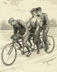 Fahrrad für drei Personen, genannt Tandemfahrrad