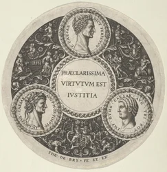 Entwurf für eine Schale mit Porträts der römischen Kaiser Caesar, Claudius und Otho
