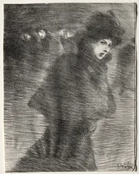Eine vorbeigehende Frau
