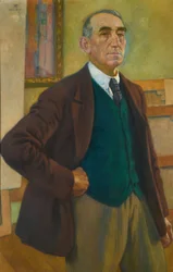 Selbstporträt in einer grünen Weste, 1924