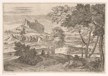 Arkadische Landschaft mit Figuren und Kaninchen, Suite de Paysages (Serientitel)