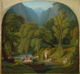 Die Badenden, Erinnerung an die Ufer des Anio-Flusses bei Tivoli