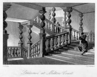 Treppe im Milton Court, nahe Dorking, Surrey, 19. Jahrhundert