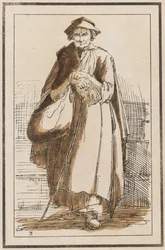 Vierzig lithografische Eindrücke von Landschaftszeichnungen von Thomas Barker, ausgewählt aus seinen Studien rustikaler Figuren nach der Natur: [Alte Frau im Mantel mit gefalteten Händen]