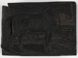 Holzstock für Das schwarze Pferd, aus Eine allgemeine Geschichte der Vierfüßer