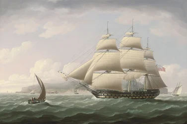 Das Schiff der Honourable East India Company, Dunira, passiert die Bucht von Funchal auf der Insel Madeira