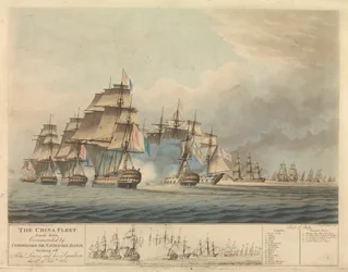 Die schwer beladene chinesische Flotte, kommandiert von Kommodore Nathaniel Dance (1748-1827), zwang den französischen Admiral Charles de Durand L(1761-1848) und sein Geschwader am 15. Februar zum Rückzug