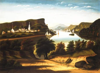 Lake George und das Dorf Caldwell, ca. 1850er Jahre.