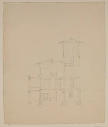 Zeichnung der vorgeschlagenen Villa in Catskill, ca. 1801-48