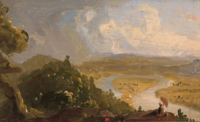 Skizze für Blick vom Mount Holyoke, Northampton, Massachusetts, nach einem Gewitter (The Oxbow)