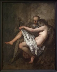 Baudelaire und Präsidentin Sabatier. Ein intimes und unvollendetes Gemälde, das den Dichter Charles Baudelaire (1821-1867) und seine Muse und Geliebte Apollonie Aglaé Sabatier (1822-1889) zeigt, die als Präsidentin bekannt war und im Paris des 19.