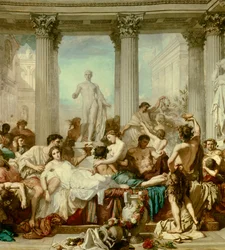 Detail von: Die Römer der Dekadenz, Gemälde von Thomas Couture (1815-1879)