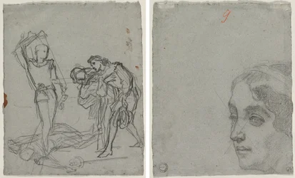 Duell nach dem Maskenball (recto); Kopf einer Frau (verso)