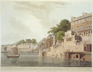 Dusasumade Gaut, in Benares am Fluss Ganges, aus 