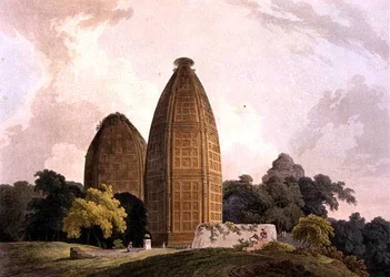 Hindoo-Tempel in Bindrapund, am Fluss Jumna, aus 
