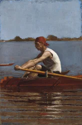 John Biglin in einem Einerruder