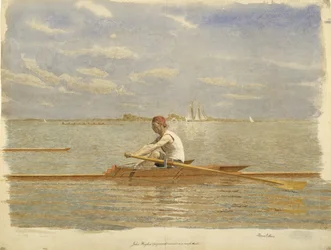 John Biglin in einem Einer-Skiff, ca. 1873