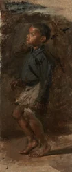 Studie für schwarzen Jungen beim Tanzen: Der Junge, wahrscheinlich 1877