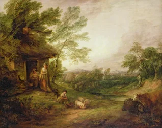 Hüttentür mit Mädchen und Schweinen, ca. 1786