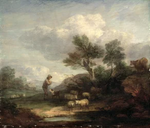 Landschaft mit Schafen