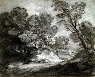 Nr. 0975 Waldlandschaft mit einem fernen Berg