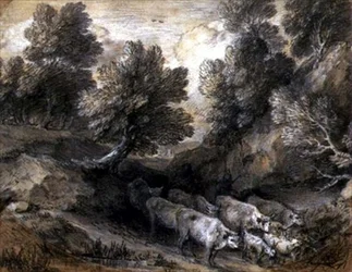 Waldlandschaft mit Rindern und Ziegen, ca. 1768-72
