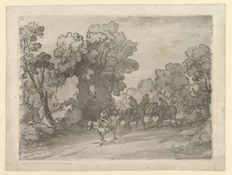 Bewaldete Landschaft mit Reitern, 1. August 1797