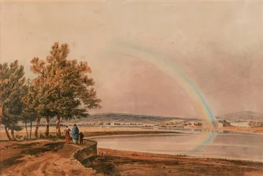 Ein Regenbogen über dem Fluss Exe, Devon